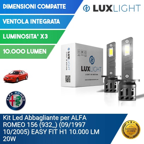 Kit Led Abbagliante per ALFA ROMEO 156 (932_) (09/1997 10/2005) EASY FIT H1 10.000 LM 20W