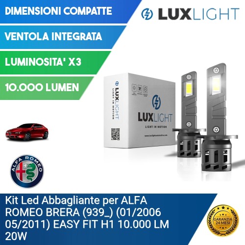 Kit Led Abbagliante per ALFA ROMEO BRERA (939_) (01/2006 05/2011) EASY FIT H1 10.000 LM 20W