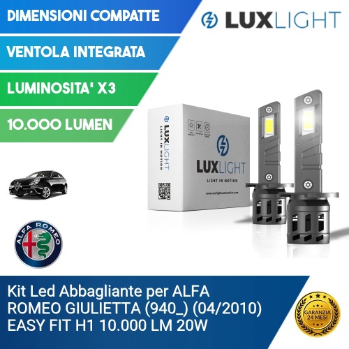 Kit Led Abbagliante per ALFA ROMEO GIULIETTA (940_) (04/2010) EASY FIT H1 10.000 LM 20W