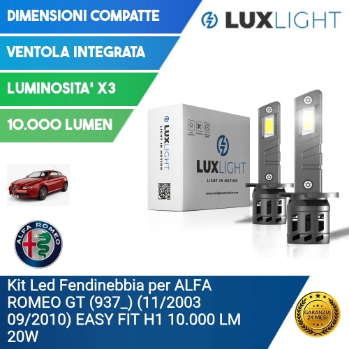 Kit Led Fendinebbia per ALFA ROMEO GT (937_) (11/2003 09/2010) EASY FIT H1 10.000 LM 20W