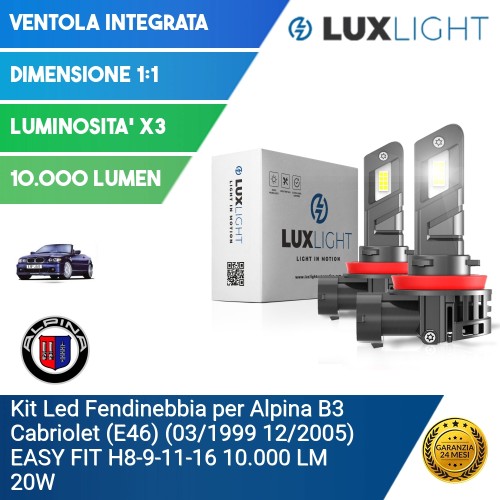 Kit Led Fendinebbia per Alpina B3 Cabriolet (E46) (03/1999 12/2005) EASY FIT H8-9-11-16 10.000 LM 20W