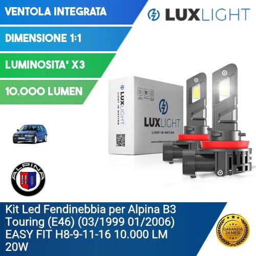 Kit Led Fendinebbia per Alpina B3 Touring (E46) (03/1999 01/2006) EASY FIT H8-9-11-16 10.000 LM 20W