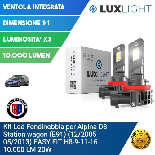 Kit Led Fendinebbia per Alpina D3 Station wagon (E91) (12/2005 05/2013) EASY FIT H8-9-11-16 10.000 LM 20W