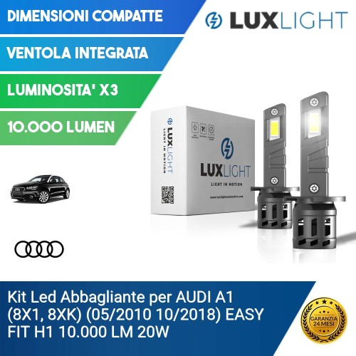 Kit Led Abbagliante per AUDI A1 (8X1, 8XK) (05/2010 10/2018) EASY FIT H1 10.000 LM 20W