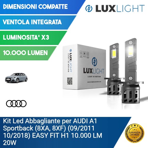 Kit Led Abbagliante per AUDI A1 Sportback (8XA, 8XF) (09/2011 10/2018) EASY FIT H1 10.000 LM 20W