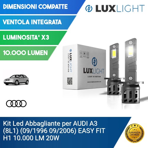 Kit Led Abbagliante per AUDI A3 (8L1) (09/1996 09/2006) EASY FIT H1 10.000 LM 20W