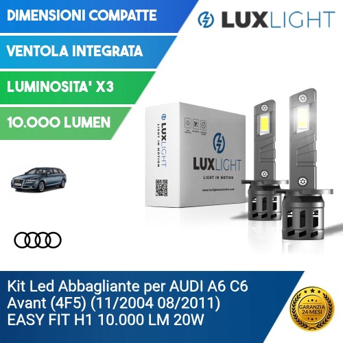 Kit Led Abbagliante per AUDI A6 C6 Avant (4F5) (11/2004 08/2011) EASY FIT H1 10.000 LM 20W