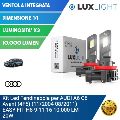 Kit Led Fendinebbia per AUDI A6 C6 Avant (4F5) (11/2004 08/2011) EASY FIT H8-9-11-16 10.000 LM 20W