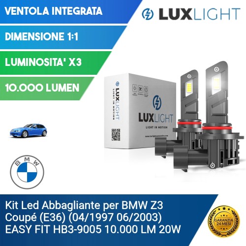 Kit Led Abbagliante per BMW Z3 Coupé (E36) (04/1997 06/2003) EASY FIT HB3-9005 10.000 LM 20W