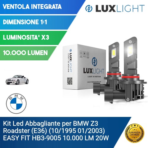 Kit Led Abbagliante per BMW Z3 Roadster (E36) (10/1995 01/2003) EASY FIT HB3-9005 10.000 LM 20W