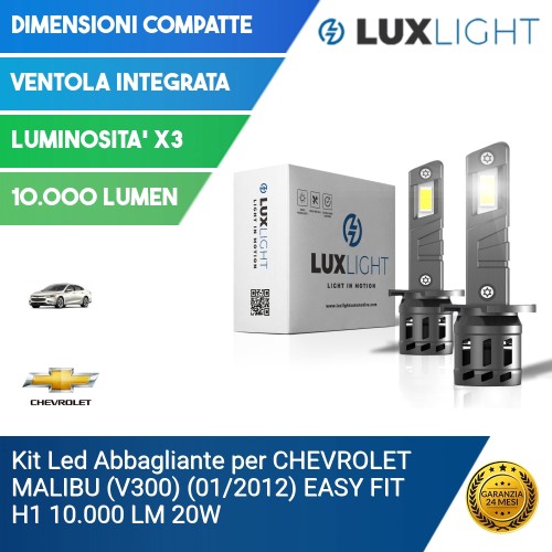 Kit Led Abbagliante per CHEVROLET MALIBU (V300) (01/2012) EASY FIT H1 10.000 LM 20W