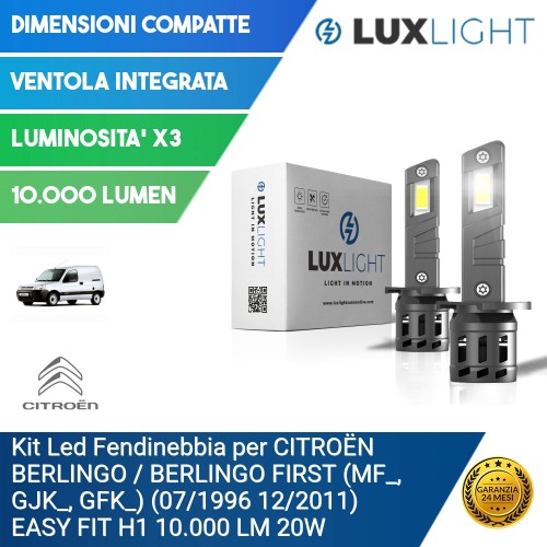 Kit Led Fendinebbia per CITROËN BERLINGO / BERLINGO FIRST (MF_, GJK_, GFK_) (07/1996 12/2011) EASY FIT H1 10.000 LM 20W