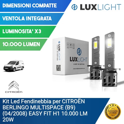 Kit Led Fendinebbia per CITROËN BERLINGO MULTISPACE (B9) (04/2008) EASY FIT H1 10.000 LM 20W