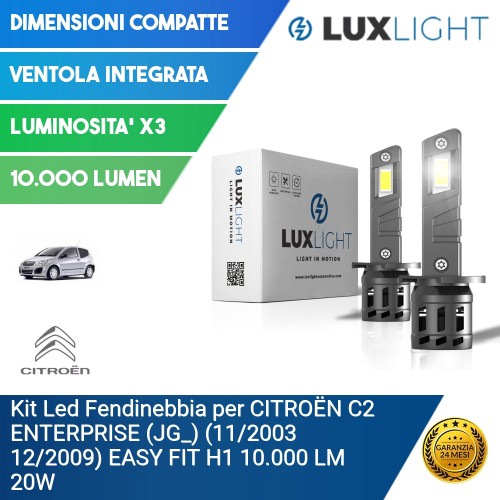 Kit Led Fendinebbia per CITROËN C2 ENTERPRISE (JG_) (11/2003 12/2009) EASY FIT H1 10.000 LM 20W