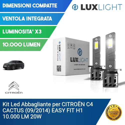 Kit Led Abbagliante per CITROËN C4 CACTUS (09/2014) EASY FIT H1 10.000 LM 20W