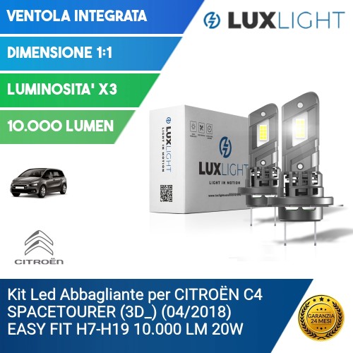 Kit Led Abbagliante per CITROËN C4 SPACETOURER (3D_) (04/2018) EASY FIT H7-H18 10.000 LM 20W