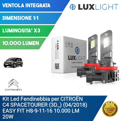 Kit Led Fendinebbia per CITROËN C4 SPACETOURER (3D_) (04/2018) EASY FIT H8-9-11-16 10.000 LM 20W