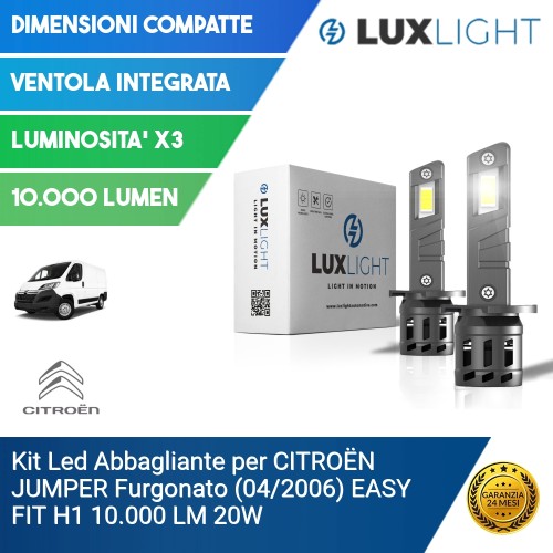 Kit Led Abbagliante per CITROËN JUMPER Furgonato (04/2006) EASY FIT H1 10.000 LM 20W