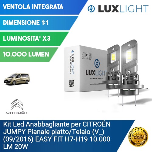 Kit Led Anabbagliante per CITROËN JUMPY Pianale piatto/Telaio (V_) (09/2016) EASY FIT H7-H18 10.000 LM 20W