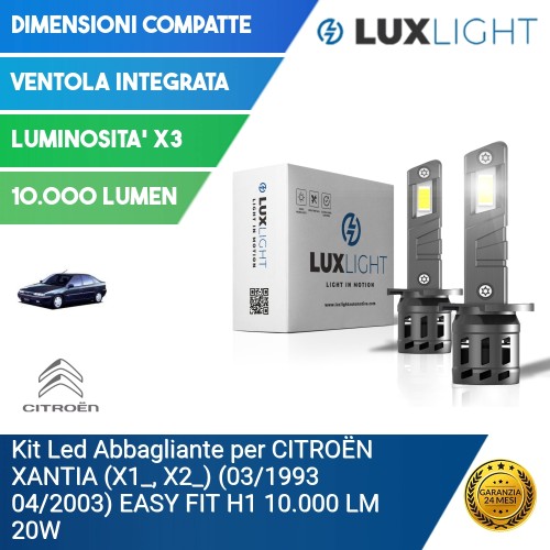 Kit Led Abbagliante per CITROËN XANTIA (X1_, X2_) (03/1993 04/2003) EASY FIT H1 10.000 LM 20W