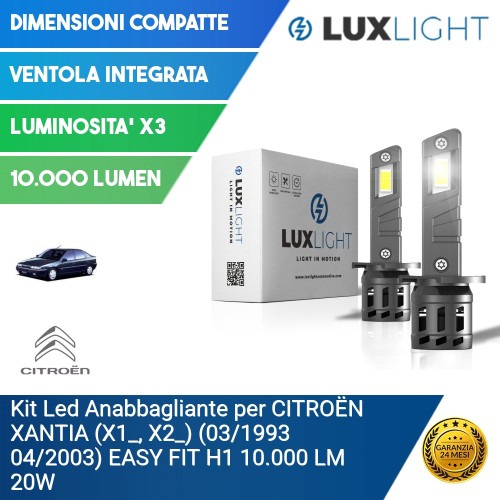 Kit Led Anabbagliante per CITROËN XANTIA (X1_, X2_) (03/1993 04/2003) EASY FIT H1 10.000 LM 20W