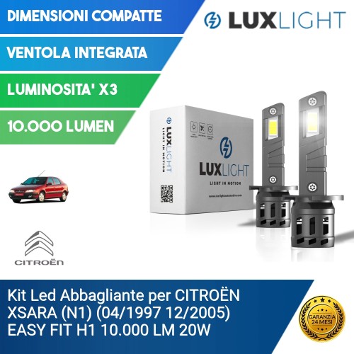 Kit Led Abbagliante per CITROËN XSARA (N1) (04/1997 12/2005) EASY FIT H1 10.000 LM 20W