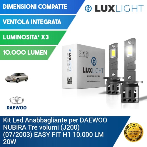 Kit Led Anabbagliante per DAEWOO NUBIRA Tre volumi (J200) (07/2003) EASY FIT H1 10.000 LM 20W