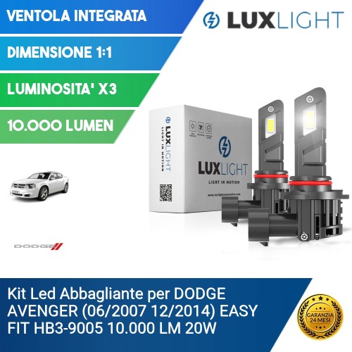 Kit Led Abbagliante per DODGE AVENGER (06/2007 12/2014) EASY FIT HB3-9005 10.000 LM 20W