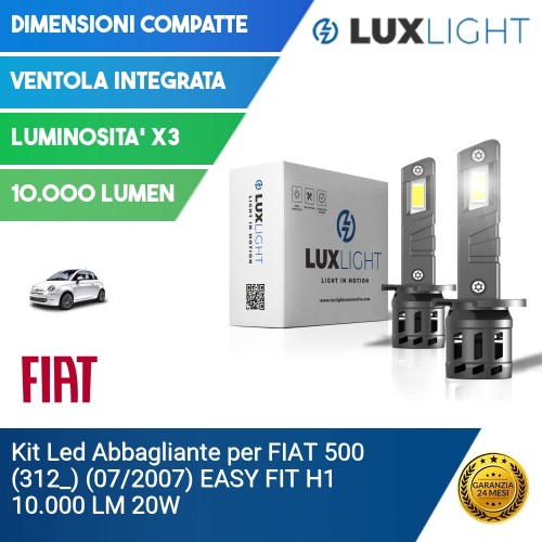 Kit Led Abbagliante per FIAT 500 (312_) (07/2007) EASY FIT H1 10.000 LM 20W