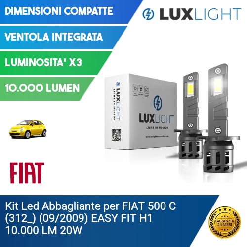 Kit Led Abbagliante per FIAT 500 C (312_) (09/2009) EASY FIT H1 10.000 LM 20W