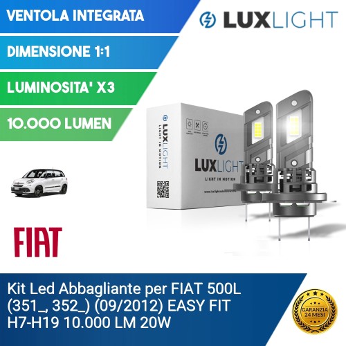 Kit Led Abbagliante per FIAT 500L (351_, 352_) (09/2012) EASY FIT H7-H18 10.000 LM 20W