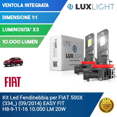 Kit Led Fendinebbia per FIAT 500X (334_) (09/2014) EASY FIT H8-9-11-16 10.000 LM 20W