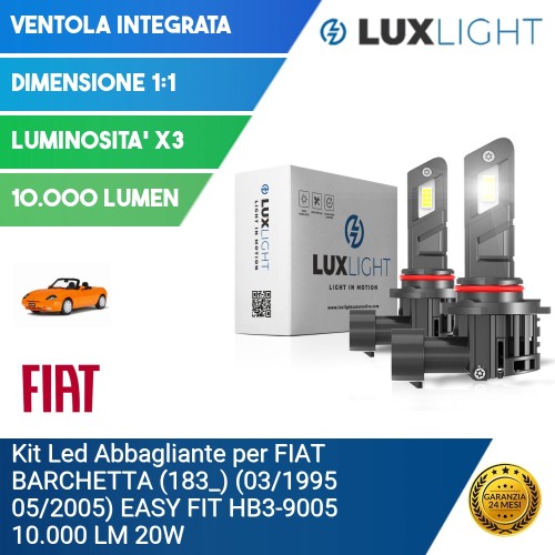 Kit Led Abbagliante per FIAT BARCHETTA (183_) (03/1995 05/2005) EASY FIT HB3-9005 10.000 LM 20W