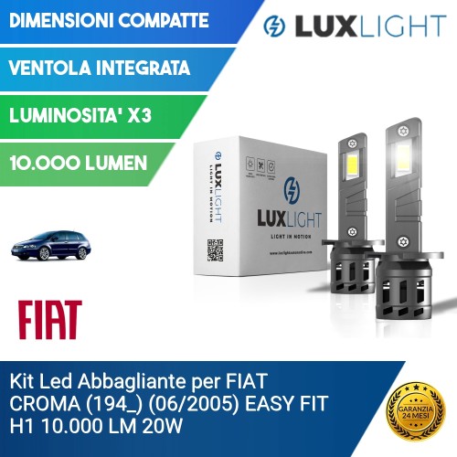 Kit Led Abbagliante per FIAT CROMA (194_) (06/2005) EASY FIT H1 10.000 LM 20W