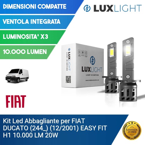 Kit Led Abbagliante per FIAT DUCATO (244_) (12/2001) EASY FIT H1 10.000 LM 20W