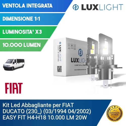 Kit Led Abbagliante per FIAT DUCATO (230_) (03/1994 04/2002) EASY FIT H4-H18 10.000 LM 20W