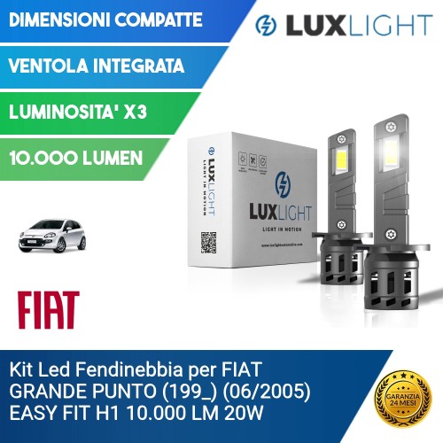 Kit Led Fendinebbia per FIAT GRANDE PUNTO (199_) (06/2005) EASY FIT H1 10.000 LM 20W