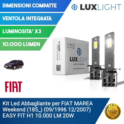 Kit Led Abbagliante per FIAT MAREA Weekend (185_) (09/1996 12/2007) EASY FIT H1 10.000 LM 20W