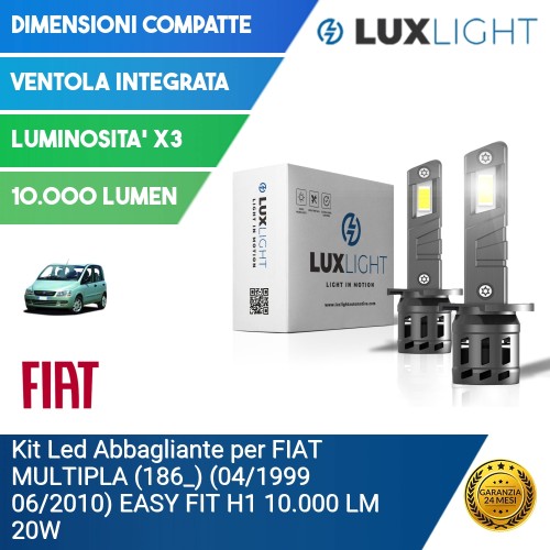 Kit Led Abbagliante per FIAT MULTIPLA (186_) (04/1999 06/2010) EASY FIT H1 10.000 LM 20W