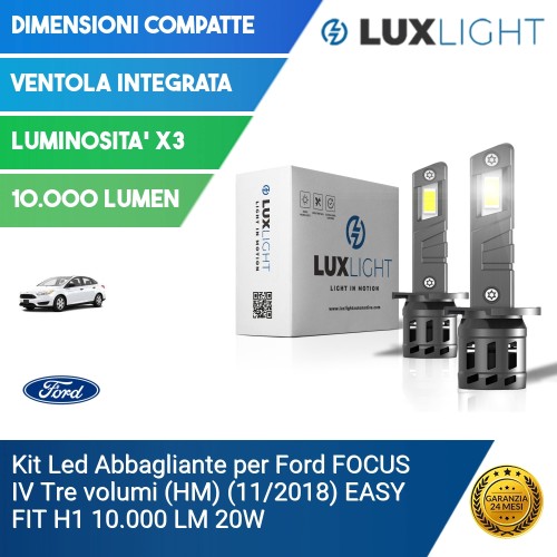 Kit Led Abbagliante per Ford FOCUS IV Tre volumi (HM) (11/2018) EASY FIT H1 10.000 LM 20W