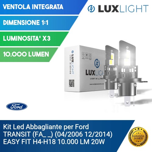 Kit Led Abbagliante per Ford TRANSIT (FA_ _) (04/2006 12/2014) EASY FIT H4-H19 10.000 LM 20W