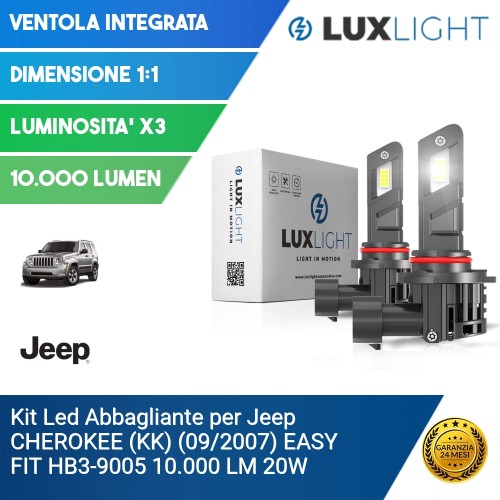 Kit Led Abbagliante per Jeep CHEROKEE (KK) (09/2007) EASY FIT HB3-9005 10.000 LM 20W