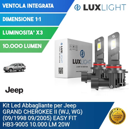 Kit Led Abbagliante per Jeep GRAND CHEROKEE II (WJ, WG) (09/1998 09/2005) EASY FIT HB3-9005 10.000 LM 20W