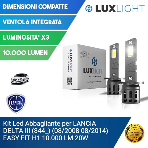 Kit Led Abbagliante per LANCIA DELTA III (844_) (08/2008 08/2014) EASY FIT H1 10.000 LM 20W