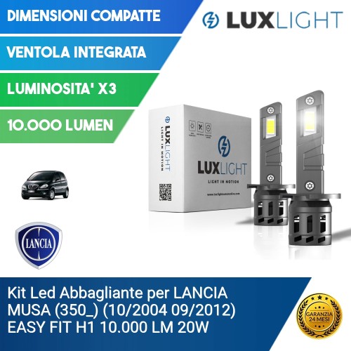 Kit Led Abbagliante per LANCIA MUSA (350_) (10/2004 09/2012) EASY FIT H1 10.000 LM 20W