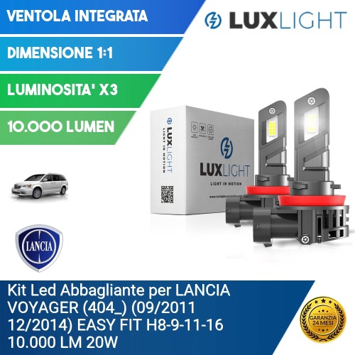 Kit Led Abbagliante per LANCIA VOYAGER (404_) (09/2011 12/2014) EASY FIT H8-9-11-16 10.000 LM 20W