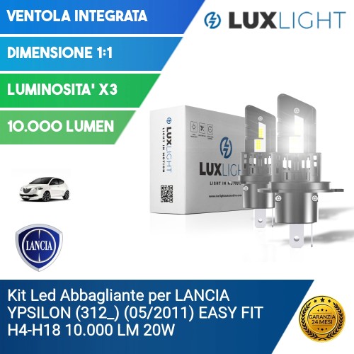 Kit Led Abbagliante per LANCIA YPSILON (312_) (05/2011) EASY FIT H4-H19 10.000 LM 20W