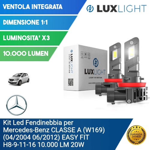 Kit Led Fendinebbia per Mercedes-Benz CLASSE A (W169) (04/2004 06/2012) EASY FIT H8-9-11-16 10.000 LM 20W