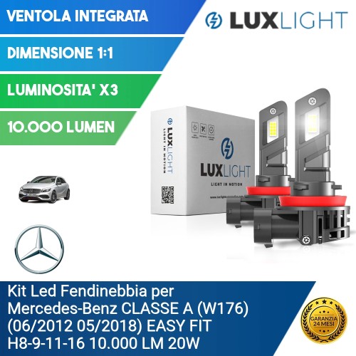 Kit Led Fendinebbia per Mercedes-Benz CLASSE A (W176) (06/2012 05/2018) EASY FIT H8-9-11-16 10.000 LM 20W