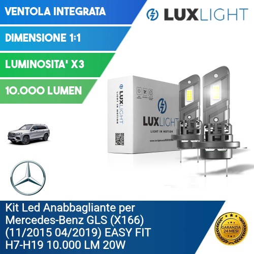 Kit Led Anabbagliante per Mercedes-Benz GLS (X166) (11/2015 04/2019) EASY FIT H7-H18 10.000 LM 20W